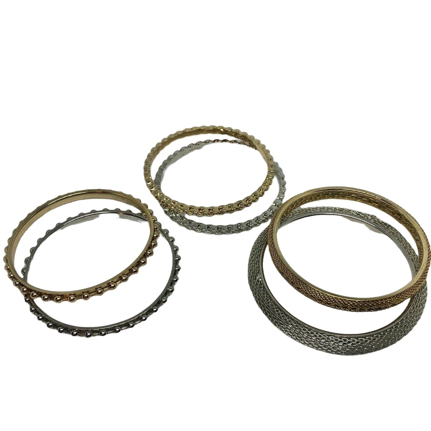 3 Pairs Silver & Gold Bangles (6 bracelets) Women Girls Dressy Casual