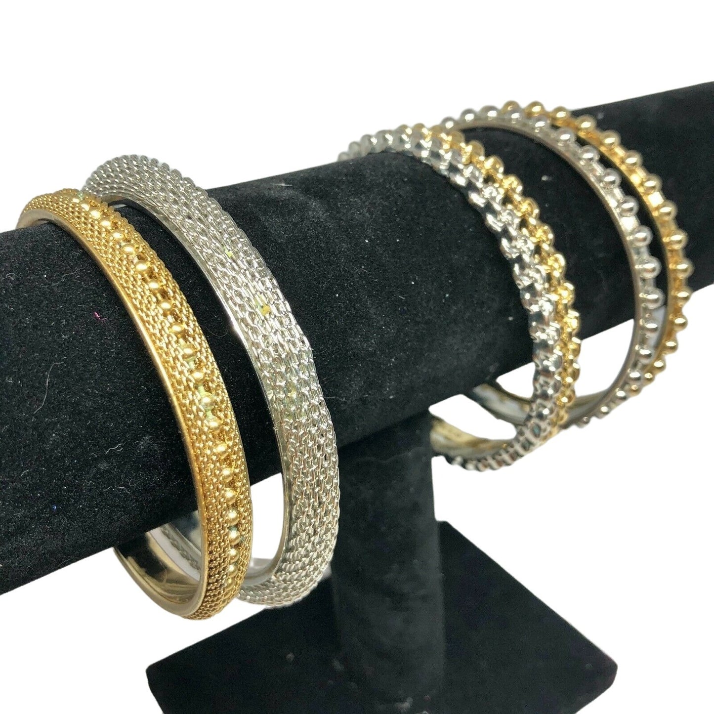 3 Pairs Silver & Gold Bangles (6 bracelets) Women Girls Dressy Casual