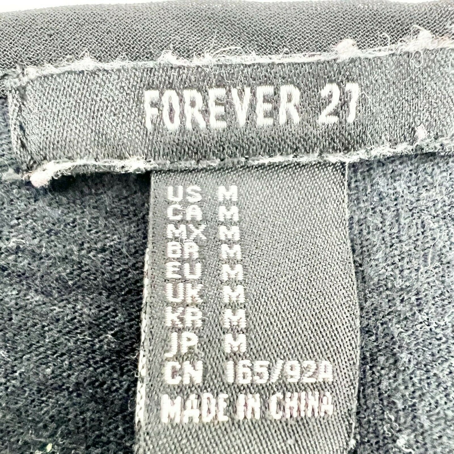 Forever 21 Women's Medium Black Cold Shoulder Short Sleeve T-Shirt Chiffon Trim