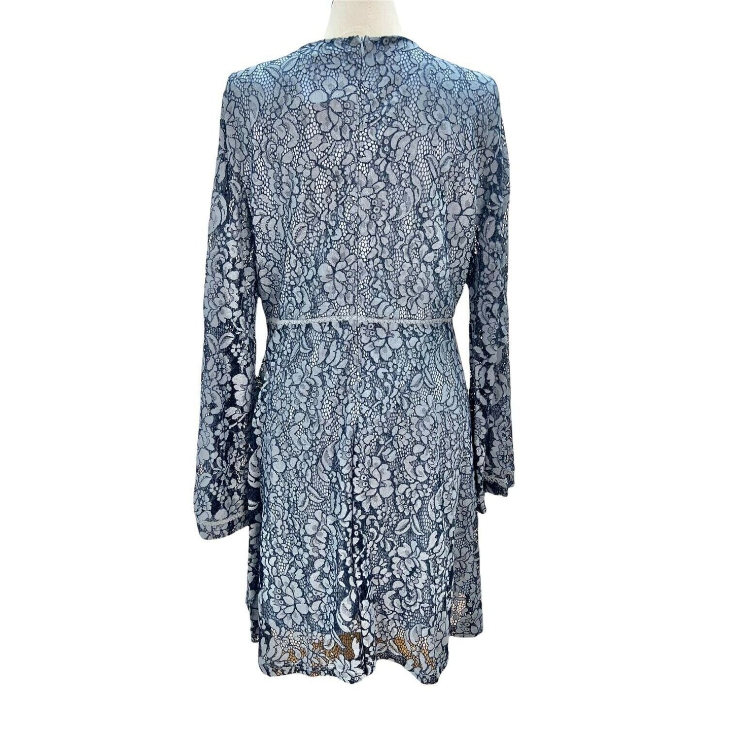 Suzanne Betro Women's 2X Blue Lacy Long Sleeve Handkerchief Dress NWT