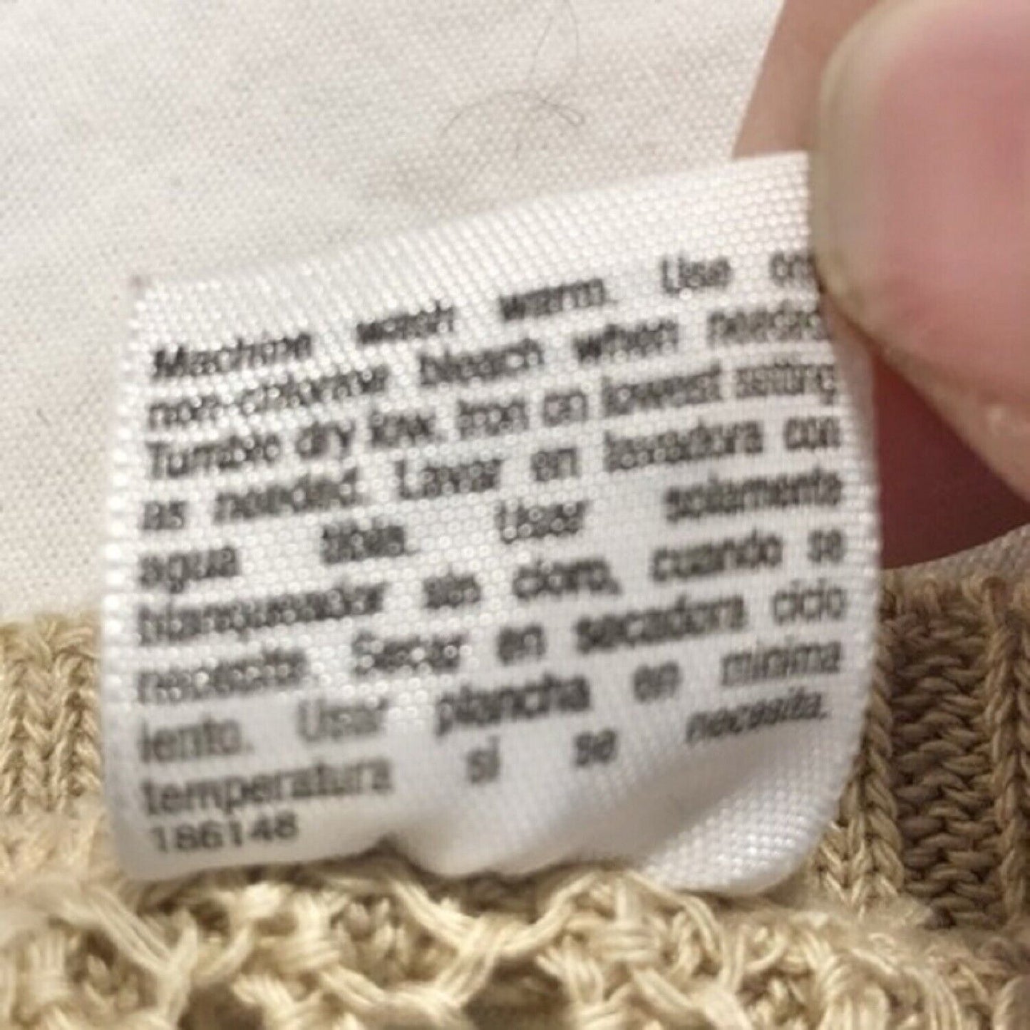 Ana A New Approach 3X Beige Open-Knit Poncho Sweater With Side Ties Beach Pool