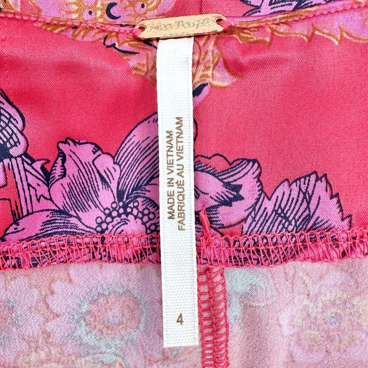 Free People Women's 4 Avas Print Miniskirt in Deep Magenta 16 inch Long NWT