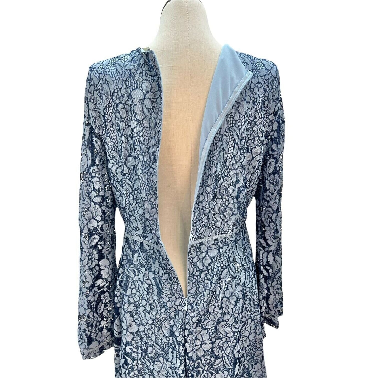 Suzanne Betro Women's 2X Blue Lacy Long Sleeve Handkerchief Dress NWT