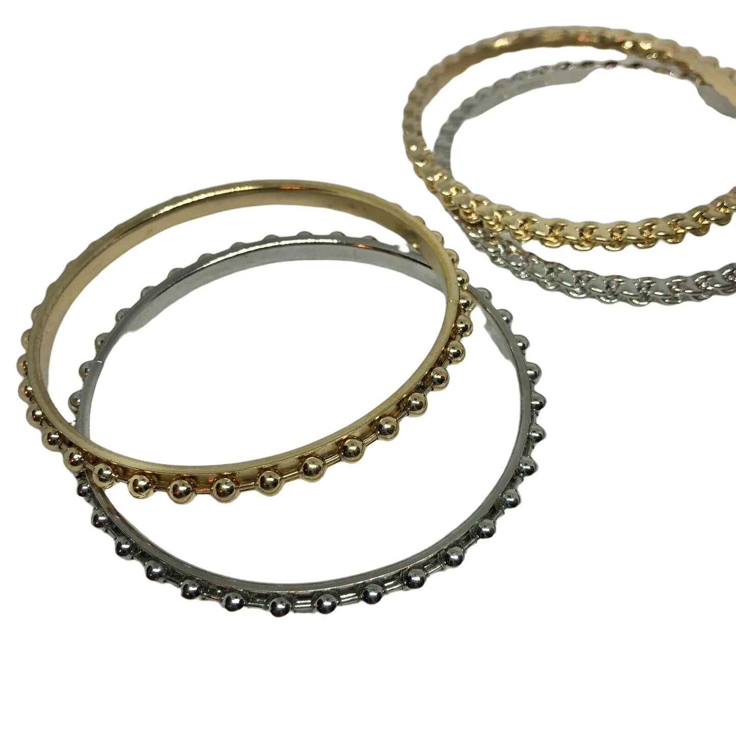 3 Pairs Silver & Gold Bangles (6 bracelets) Women Girls Dressy Casual