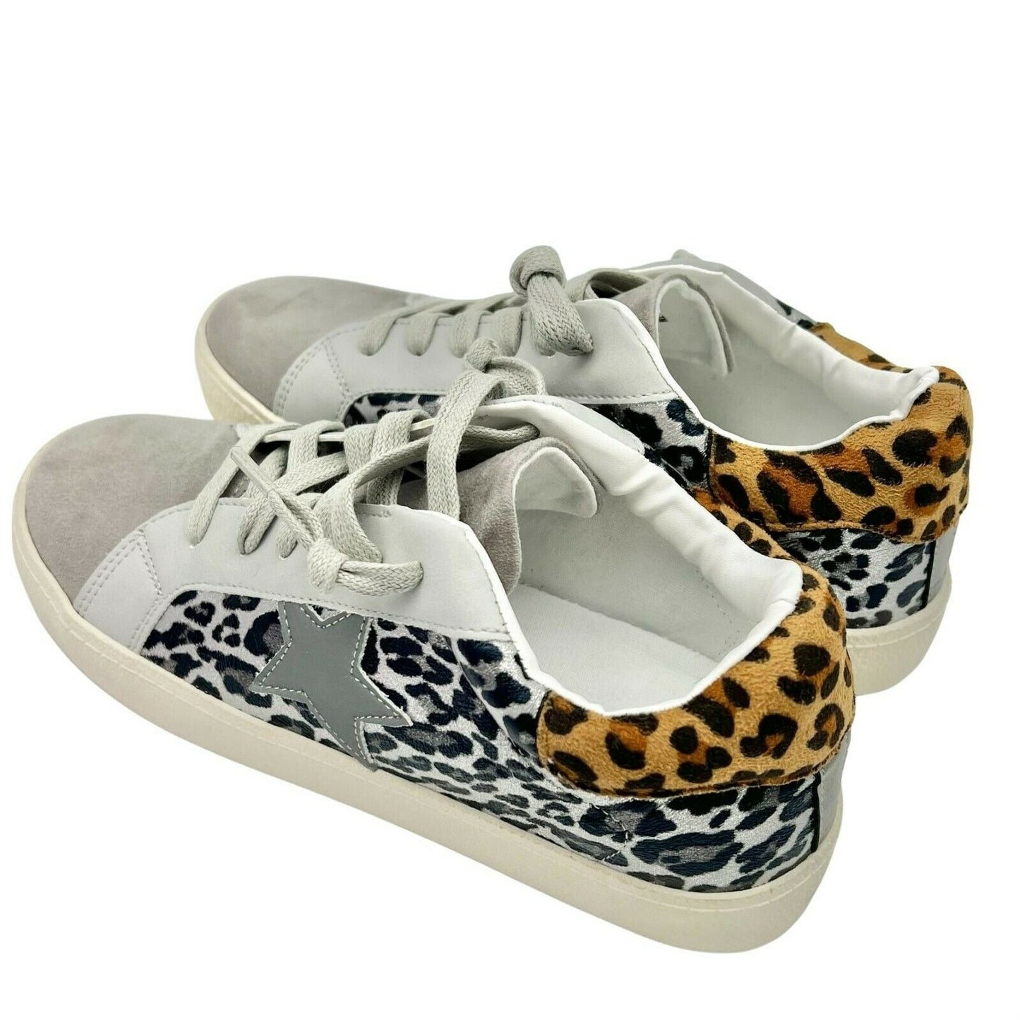 Madden Girl Larrk Grey Multi Animal Print Lace-Up Sneakers Size 7