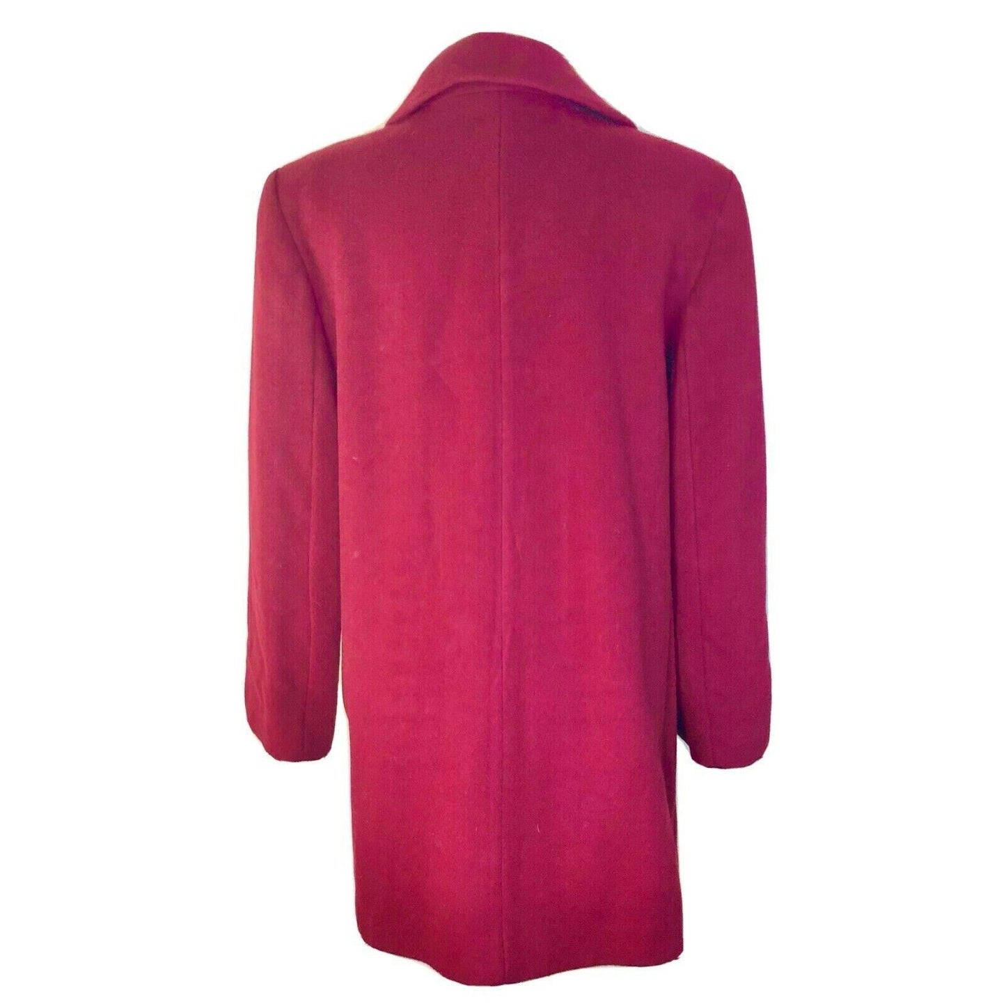 Vintage Red Wool Blend Button Front Coat Side Pockets Classic Collar Womens 12