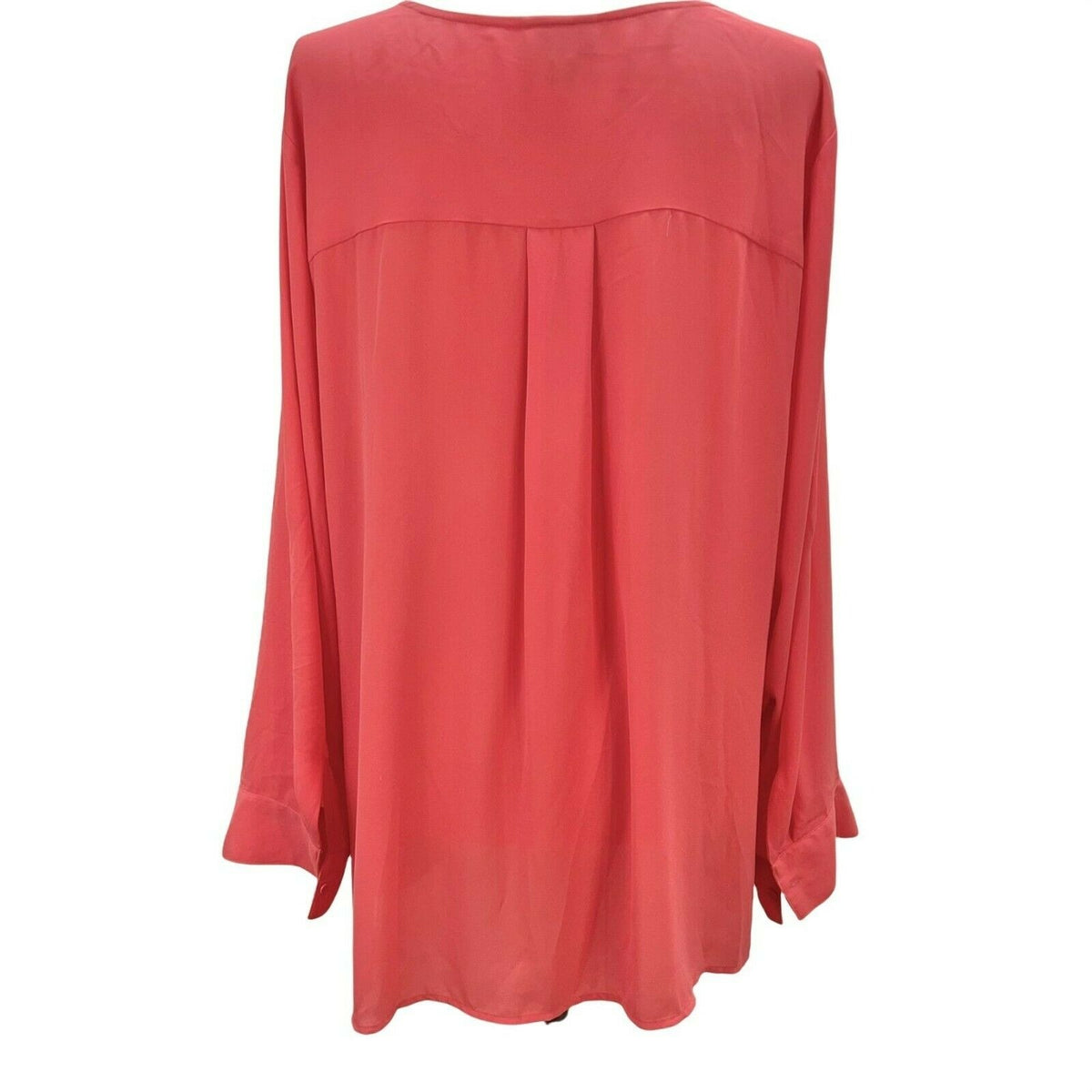 Lane Bryant Womens Coral Long Sleeve Tunic Blouse Size 26/28 Lightweight Top