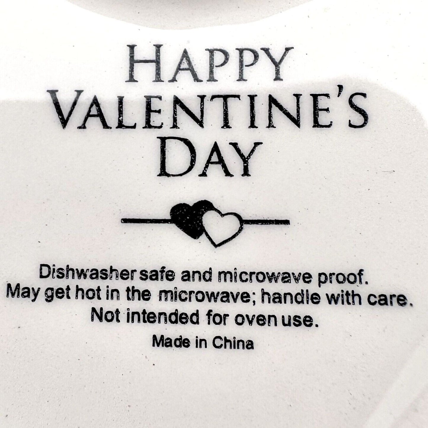 Happy Valentine's Day Set of 2 Heart Bowls 6.5 x 6 Blue White