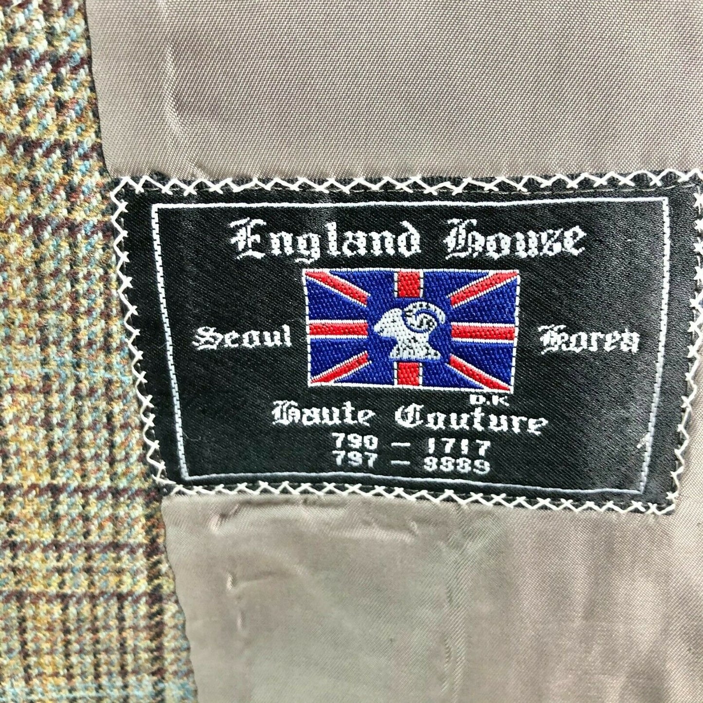 England House Men's Brown Plaid Sport Coat 51" Chest 3 button Notched Lapel