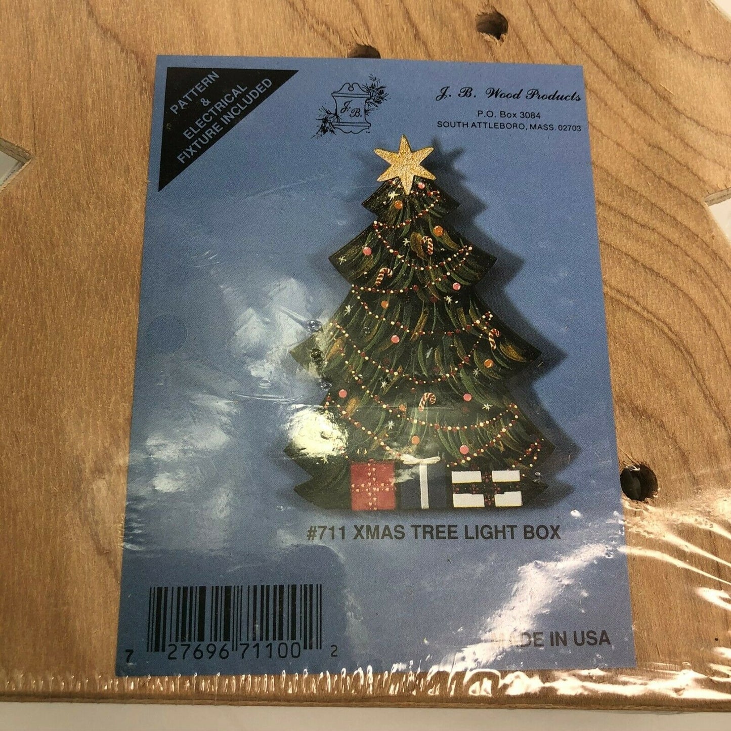Wooden Christmas Tree Light Box Kit Craft Real Lights NIP