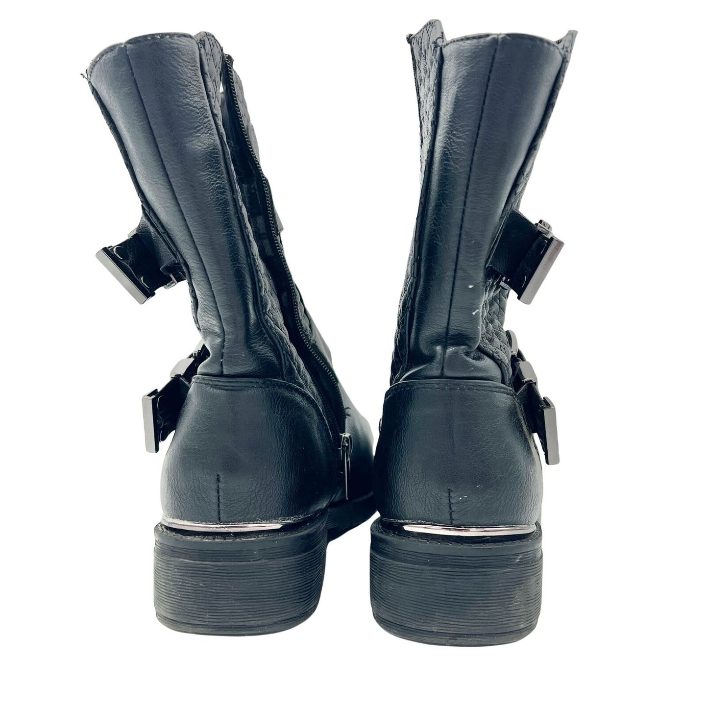 Cloudwalker Harlie Womens 9.5 W Black Zip Up Moto Boots w Straps
