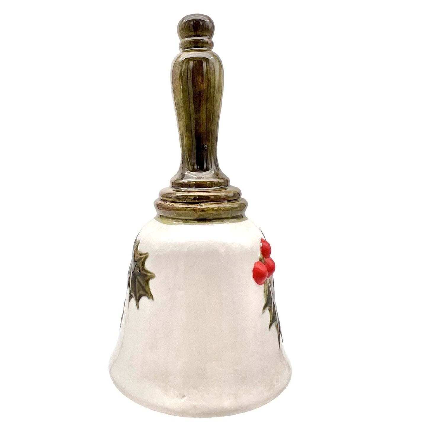 Christmas Bell 7 x 3.5 Ivory Green Holly Works