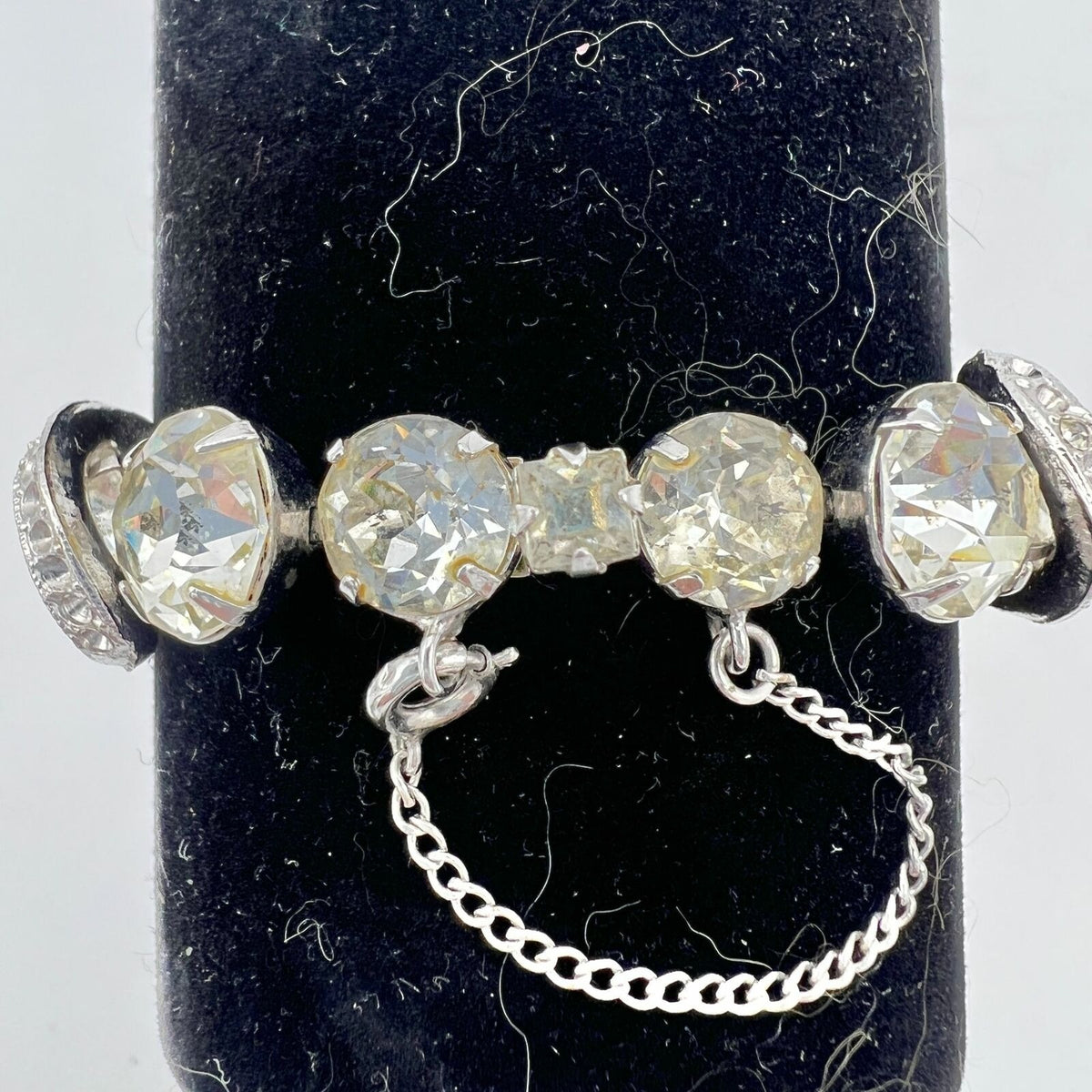 Vintage Art Deco Silvertone and Crystal Bracelet Matching Clip-on Earrings
