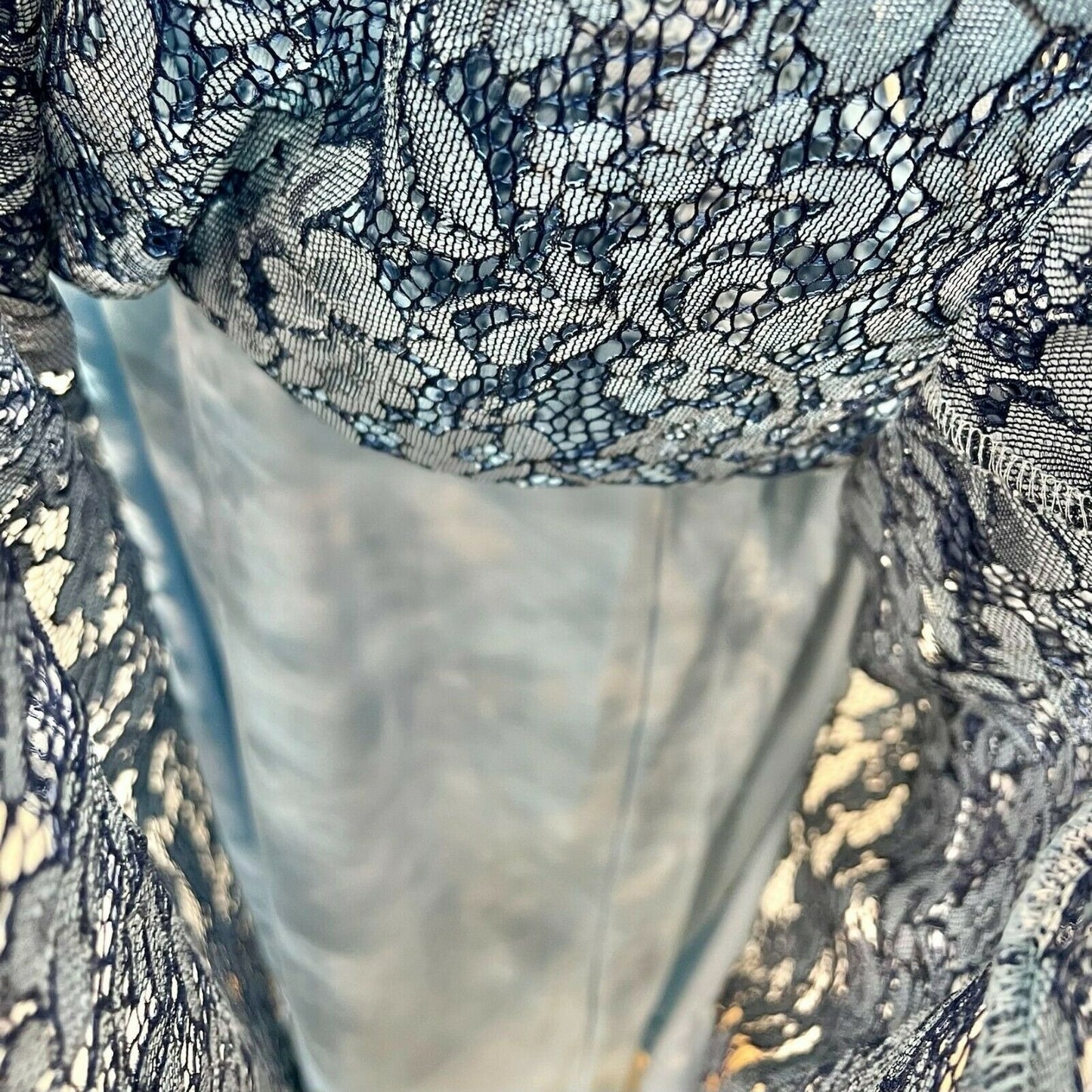 Suzanne Betro Women's 2X Blue Lacy Long Sleeve Handkerchief Dress NWT