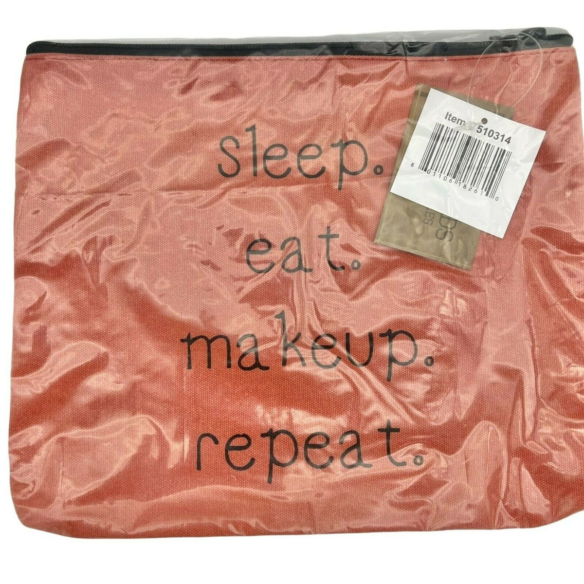 Canvas Makeup Travel Bag Sleep Eat Makeup Repeat Zip New Inside Pocket