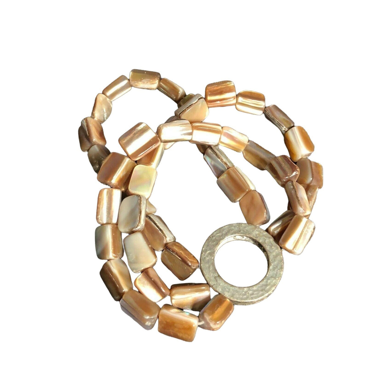 Abalone 18 inch Necklace and 9 inch Bracelet Silvertone Jewelry Set