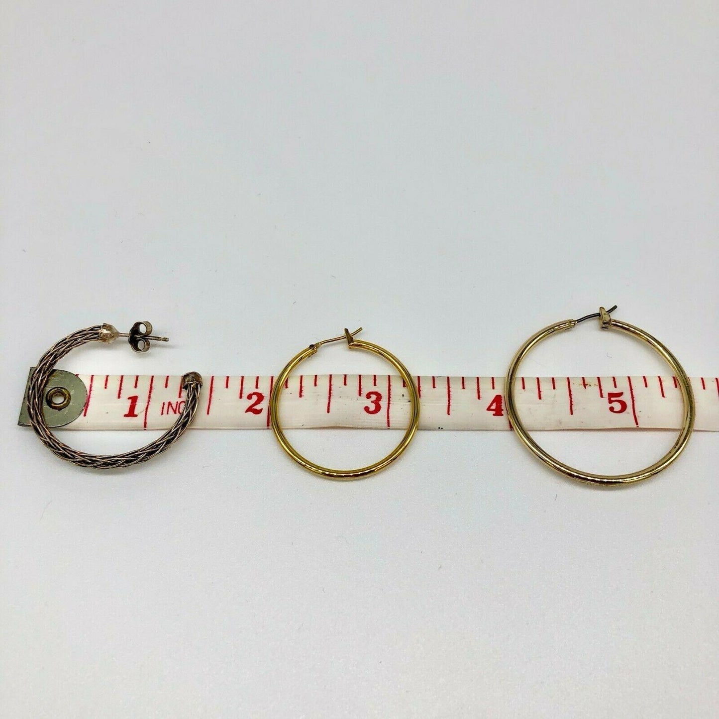Set of 3 Goldtone Hoop Earrings Approximately 1.5 Inches Fun Funky
