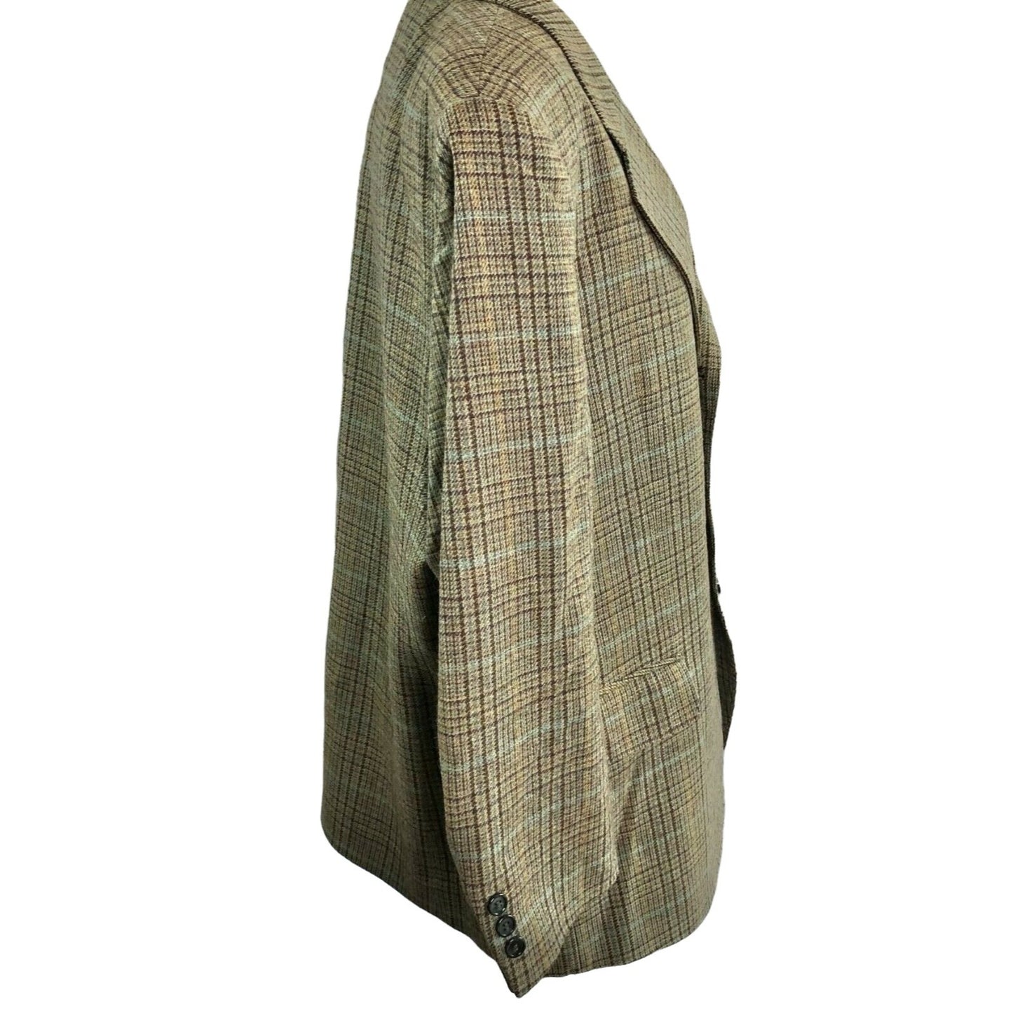 England House Men's Brown Plaid Sport Coat 51" Chest 3 button Notched Lapel