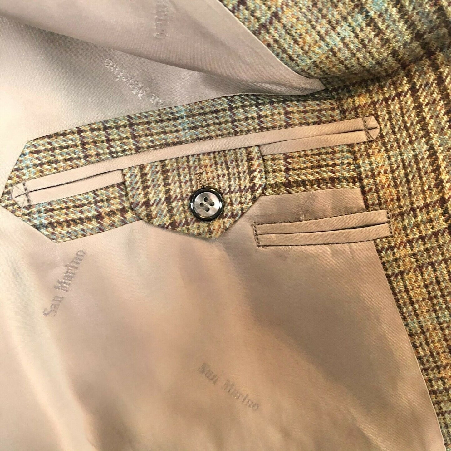 England House Men's Brown Plaid Sport Coat 51" Chest 3 button Notched Lapel