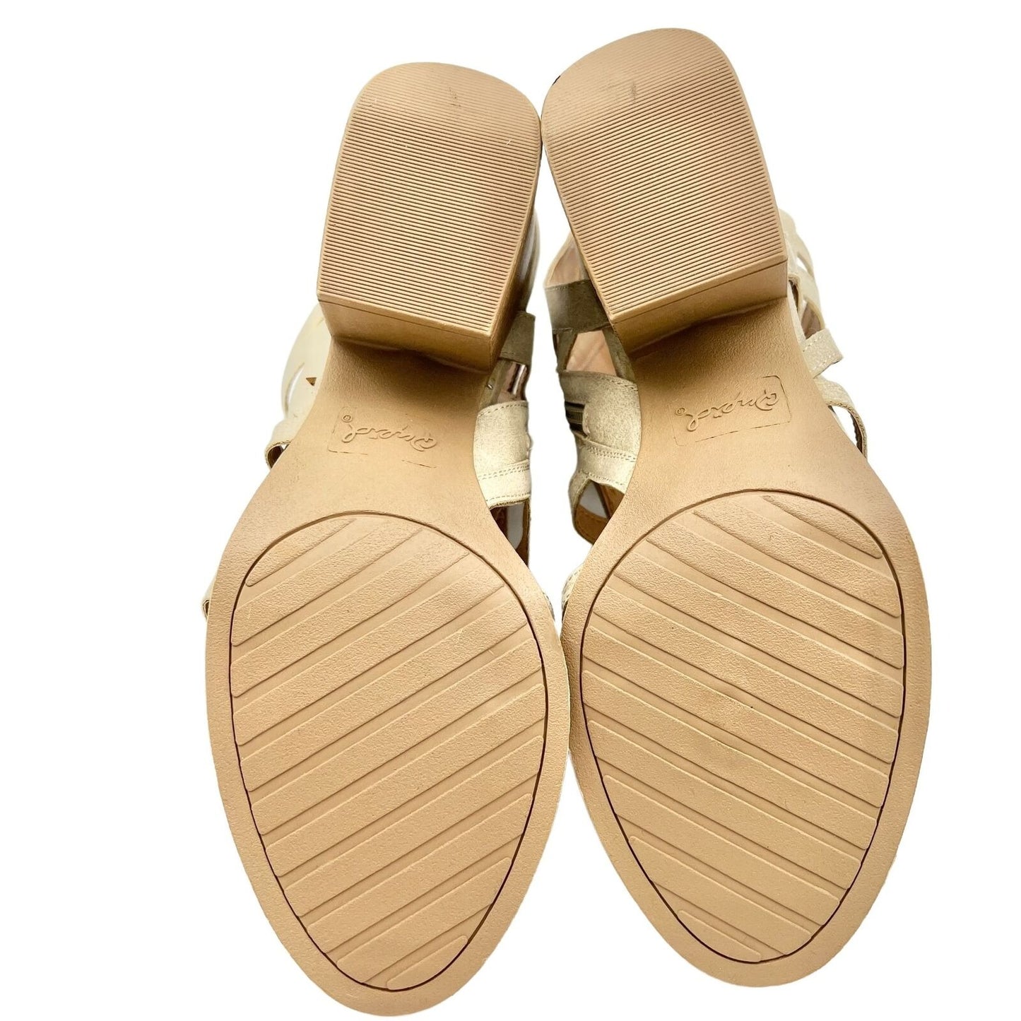 Qupid Women's Tan Strappy Ankle Open Toe Zip Side Sandals Size 10