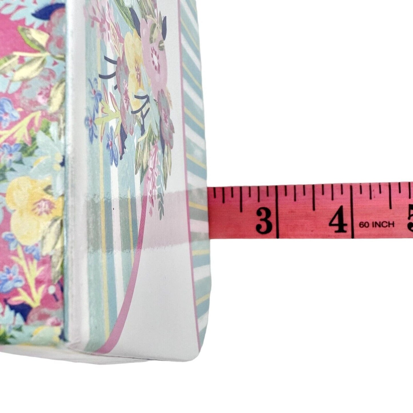 Nesting Boxes Set of 2 Blue White Flowers Ribbon Handle NEW