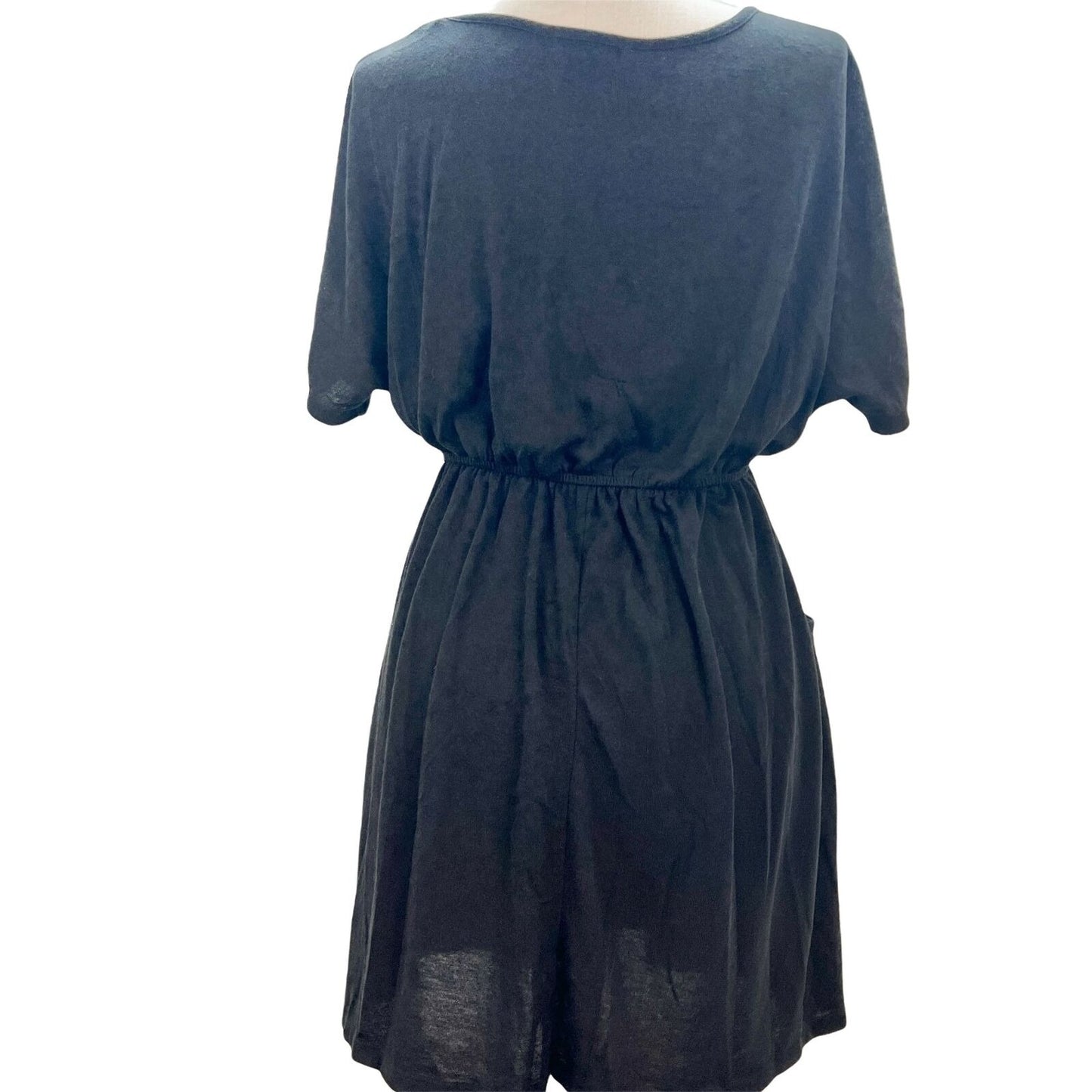 Delirious Womens 2X Black Gray Colorblock Dress Drawstring Waist and Pockets