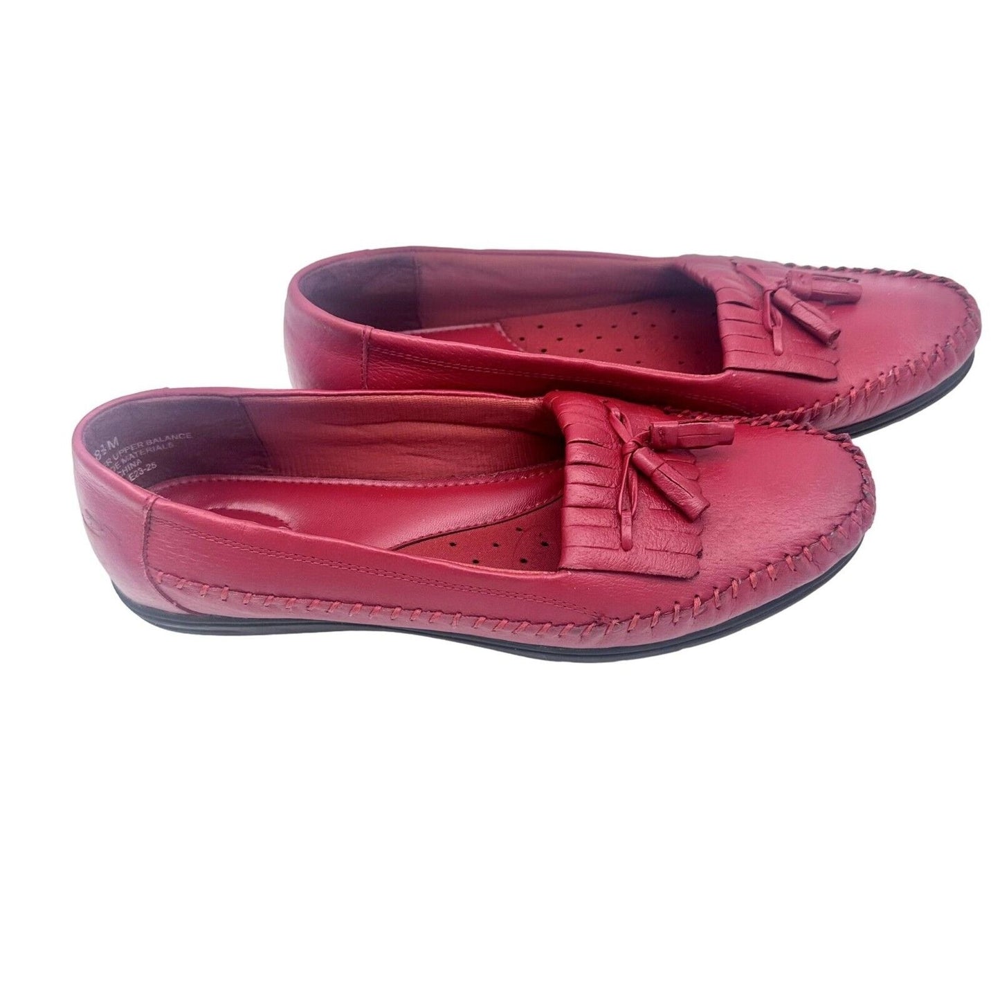 Dr Scholl's Loafers Size 8.5M Red Tassles Double Air-Pillo Flat Bottoms