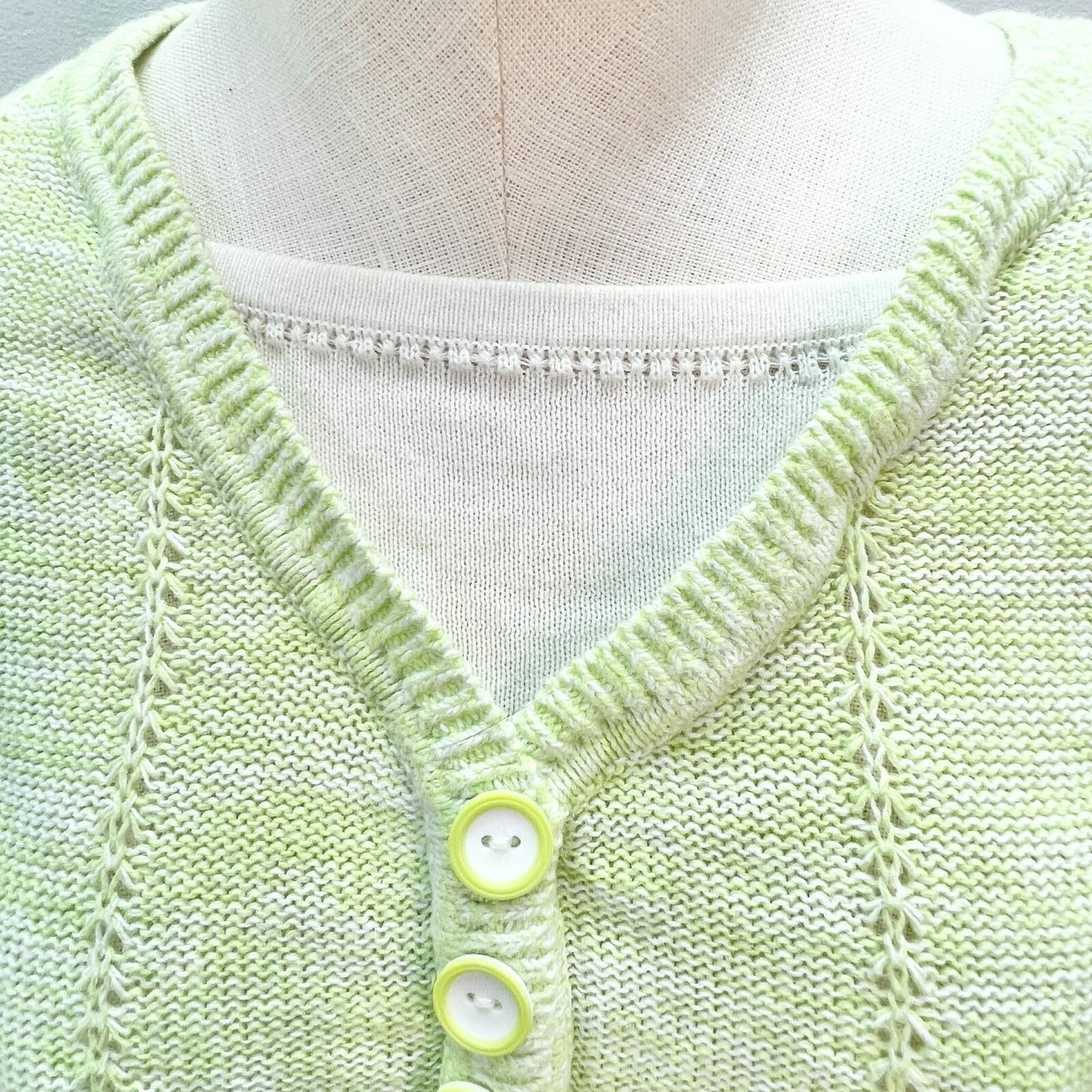 Christopher & Banks Womens Medium Light Green Pullover Henley Sweater 3/4 Sleeve