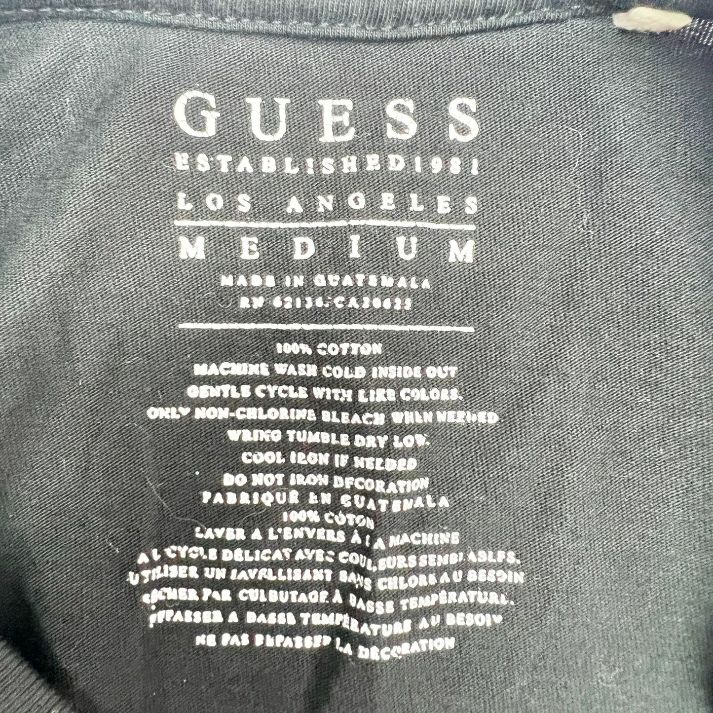 Guess Medium Black T-Shirt with Stitched Logo NWOT Short Sleeves