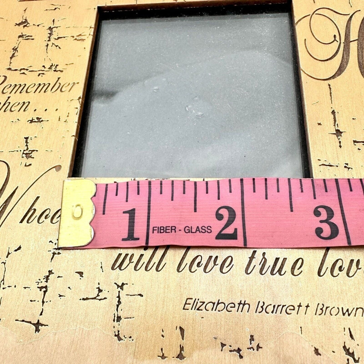 Picture Frame 7 inch Tan Engraved Love Sayings Holds Picture 2.5 x 2.5