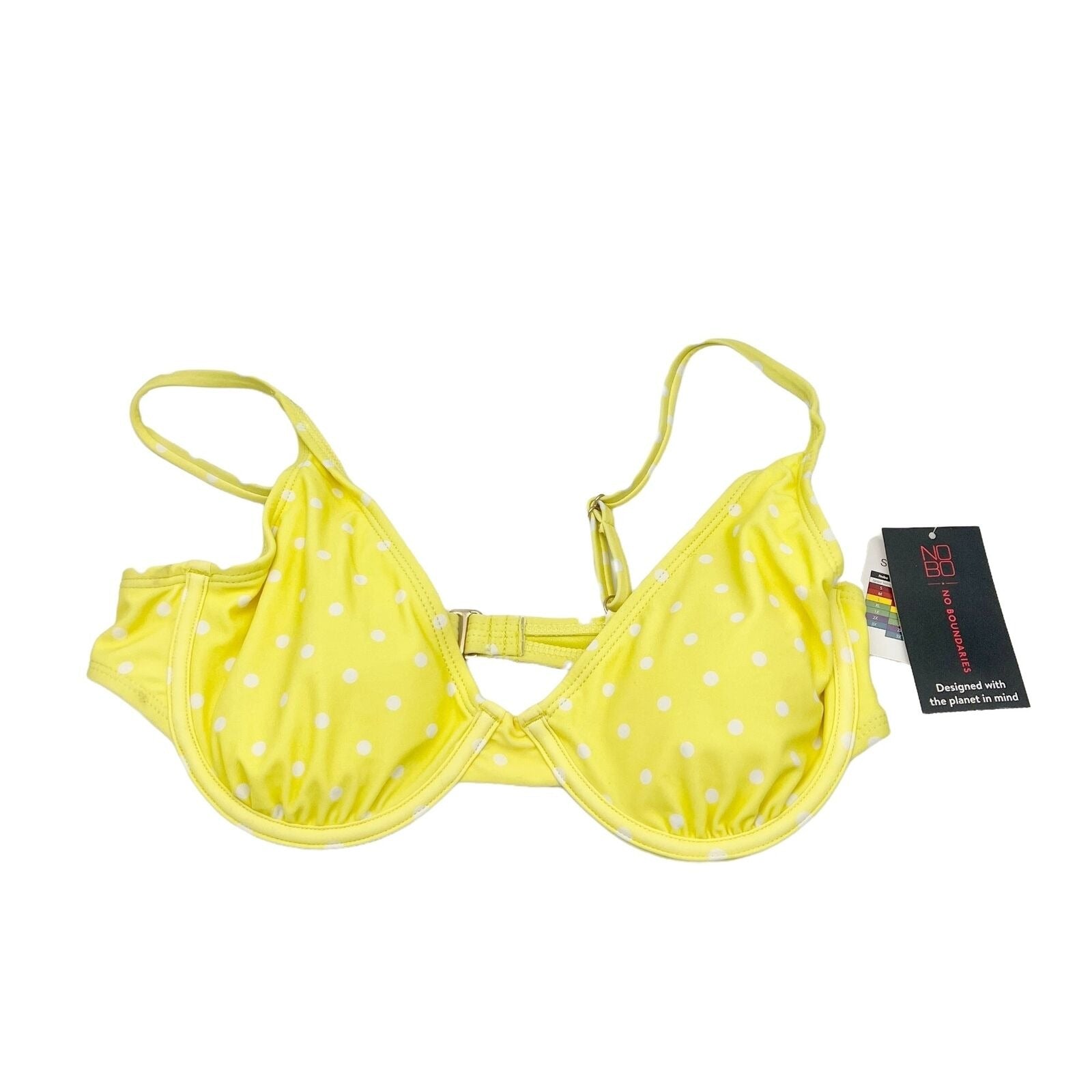 No Boundaries Medium 7-9 Yellow White Dot Underwire Bikini Top