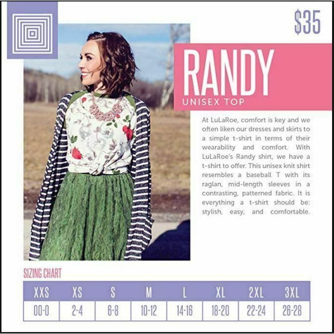 LuLaRoe Randy Baseball Style Tee Size S Black Orange Tan Gray 3/4 sleeves NWT