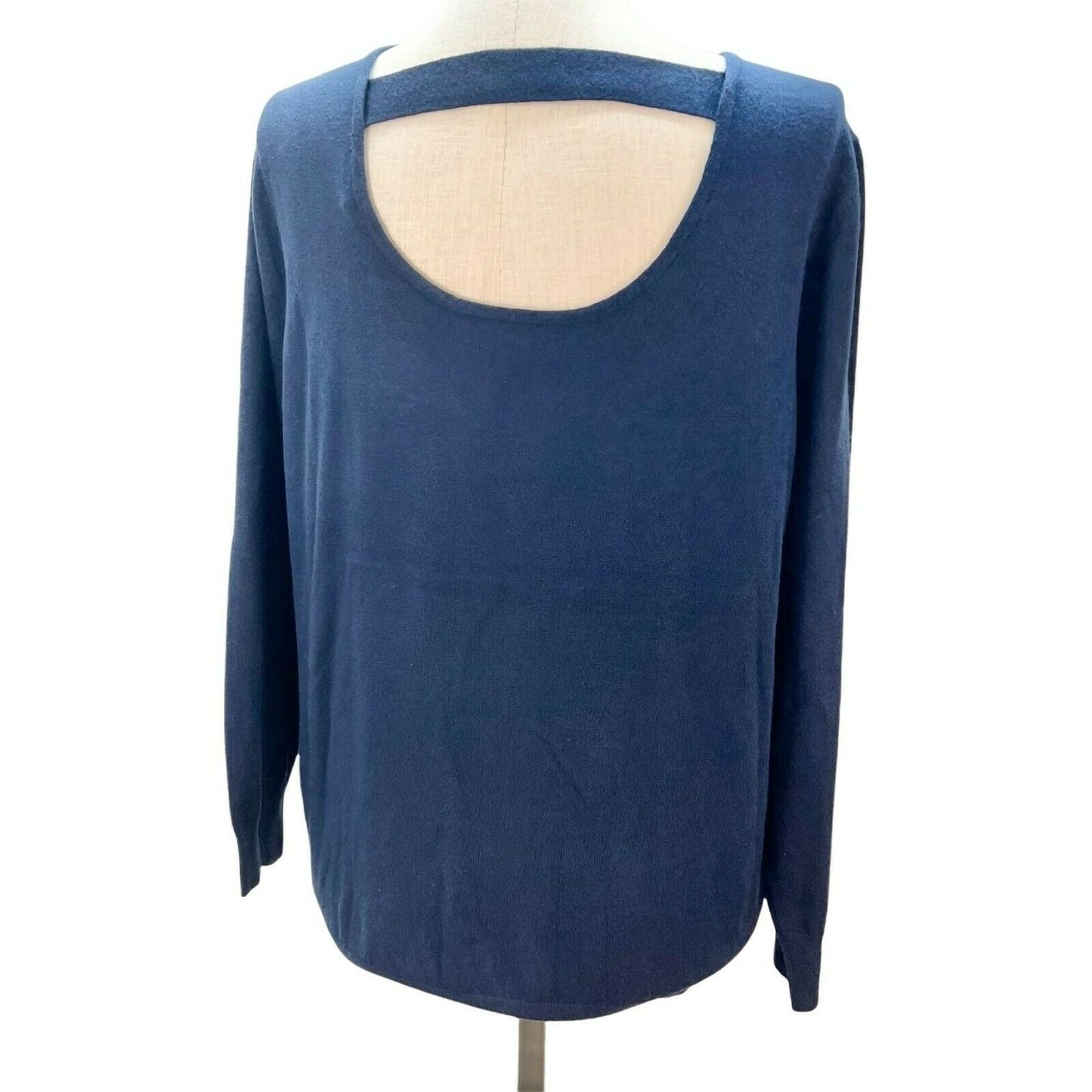 Love Ellie Women's Aleah Open Back Long Sleeve Pullover 2X Navy NWT