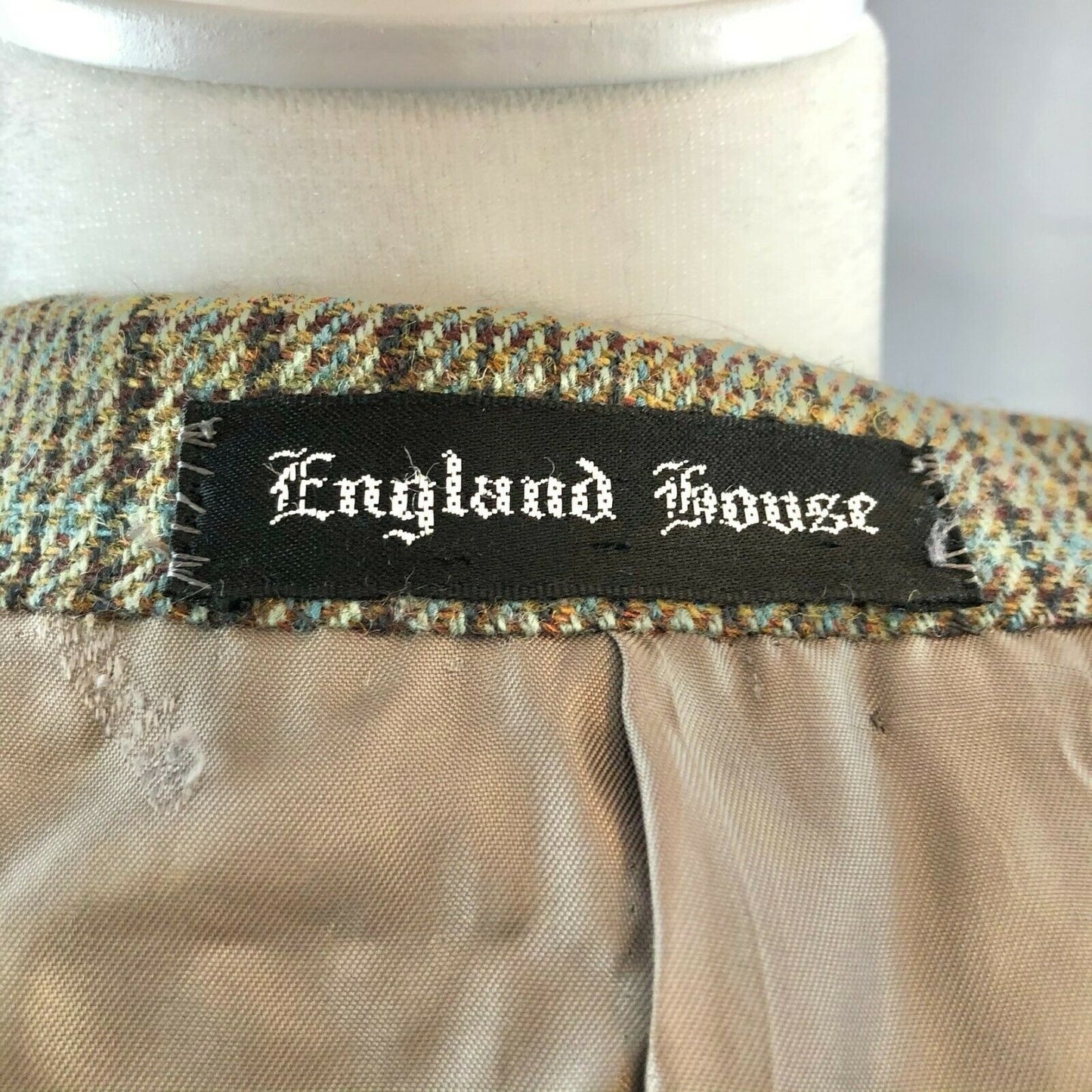 England House Men's Brown Plaid Sport Coat 51" Chest 3 button Notched Lapel