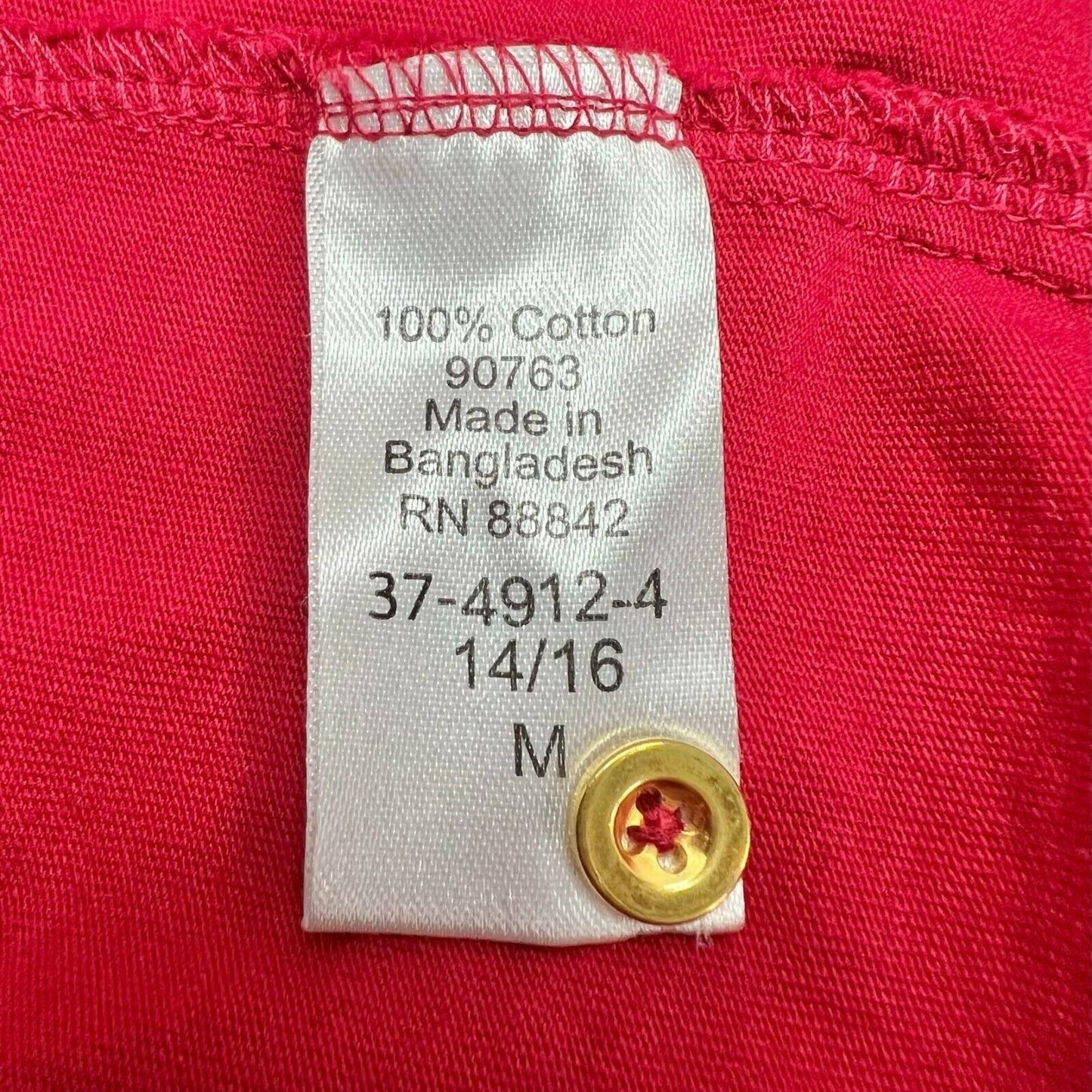 Woman Within M 14/16 Red Short Sleeve Shirt Button Accent