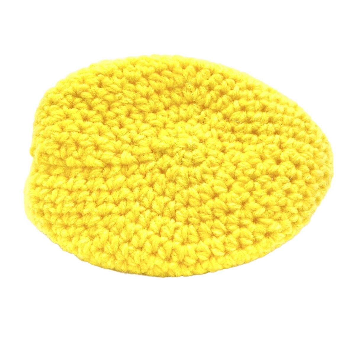 Handmade Yellow Crochet Basket With Sad Face Design & Handle Halloween Treat