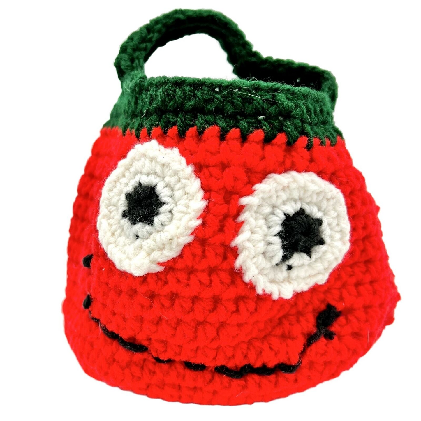 Handcrafted Crochet Bag Red Tomato Face Halloween Trick or Treat Bag