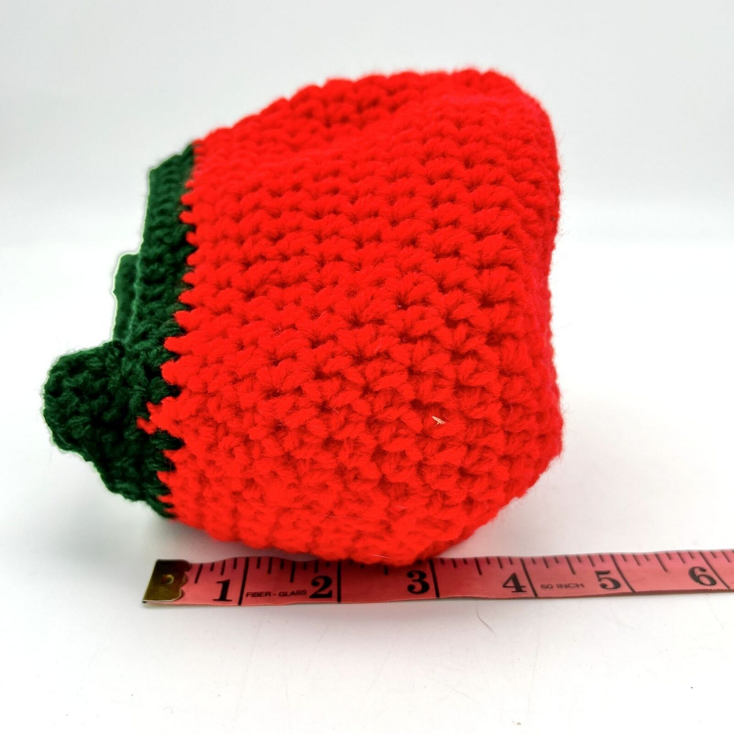 Handcrafted Crochet Bag Red Tomato Face Halloween Trick or Treat Bag