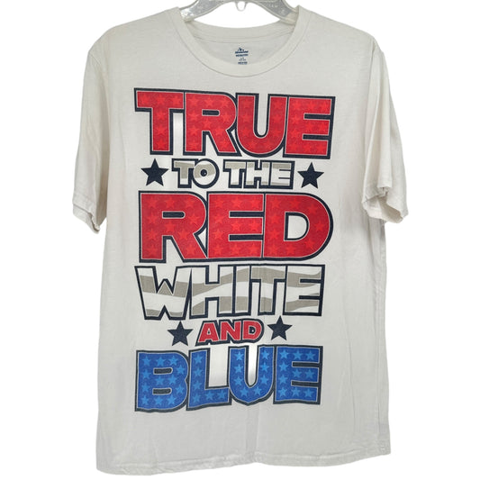 Way To Celebrate! Patriotic T-Shirt L White "True To The Red White And Blue"