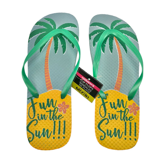 Flip Flops Fun in the Sun Womens M (7-8) NEW Beach Pool Camping Summer Fun