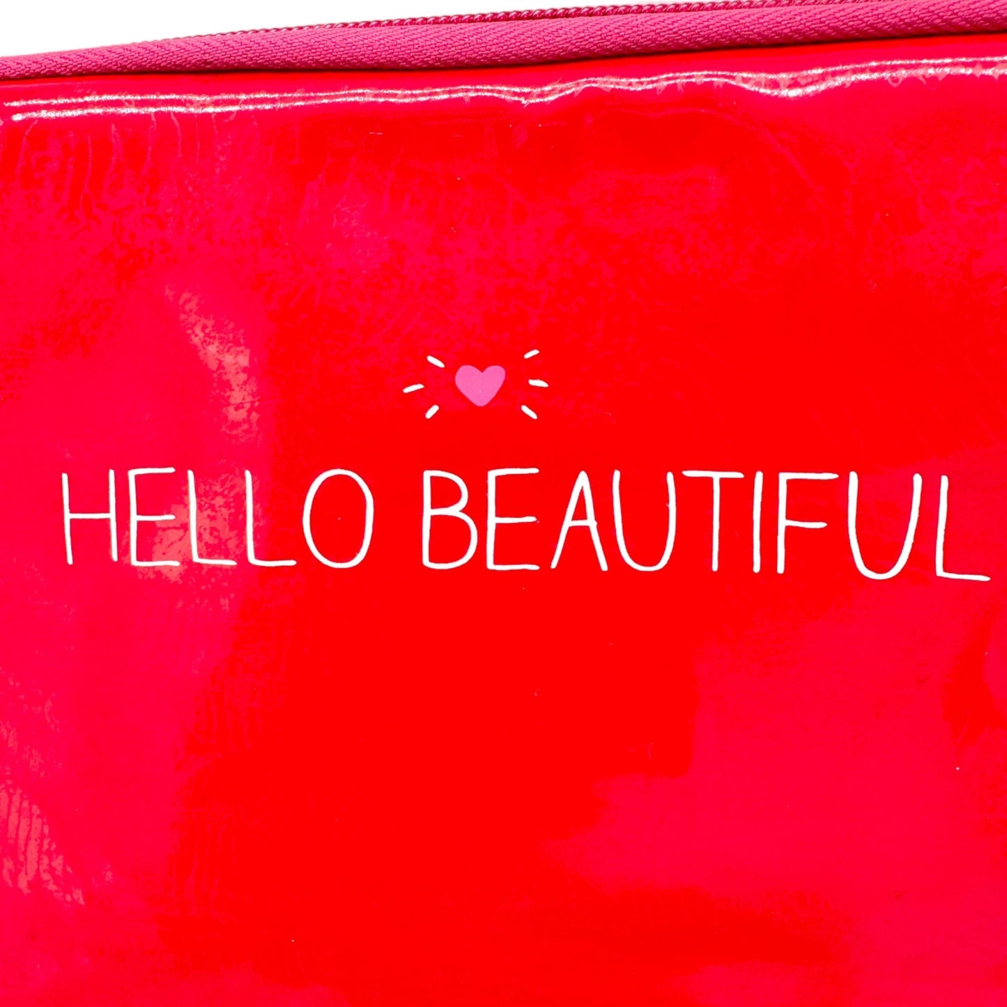 Happy Jackson Tablet Case Red Hello Beautiful Shiny Vinyl Padded Pink Inside NWT