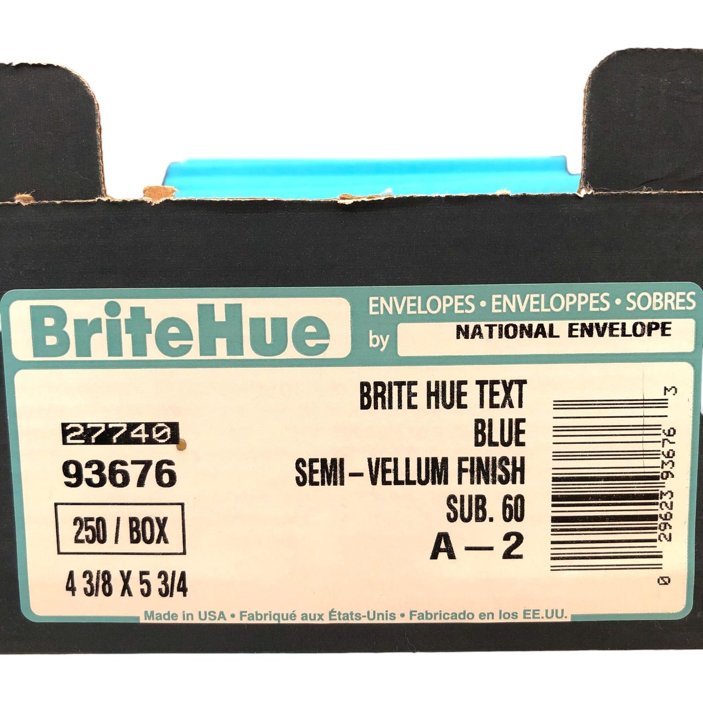 Brite Hue Envelopes 4 3/8 x 5 3/4 Blue Semi Vellum Finish 106 Qty in Box