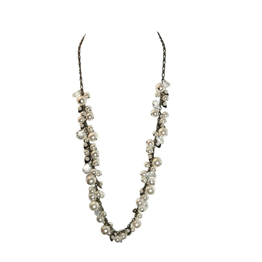 Chloe & Isabel Pearl + Crystal Long Drop Necklace N012 EUC