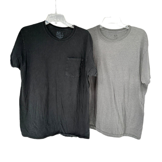 Fruit Of The Loom T-Shirts 2 Pack Mens L Cotton Short Sleeves Black and Gray