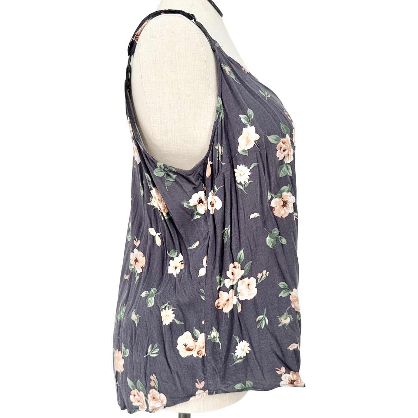 Torrid 2 Sophie Sleeveless Top Womens Dark Gray Floral Adjustable Strap 18-20
