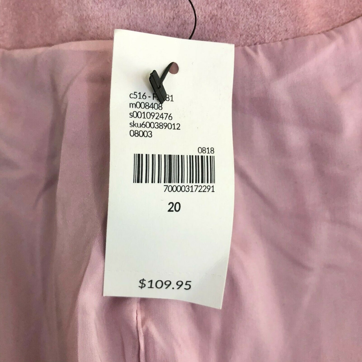 Lane Bryant Jacket Womens 20 Suede-look Zip Pink Surprise Back Tie NWT
