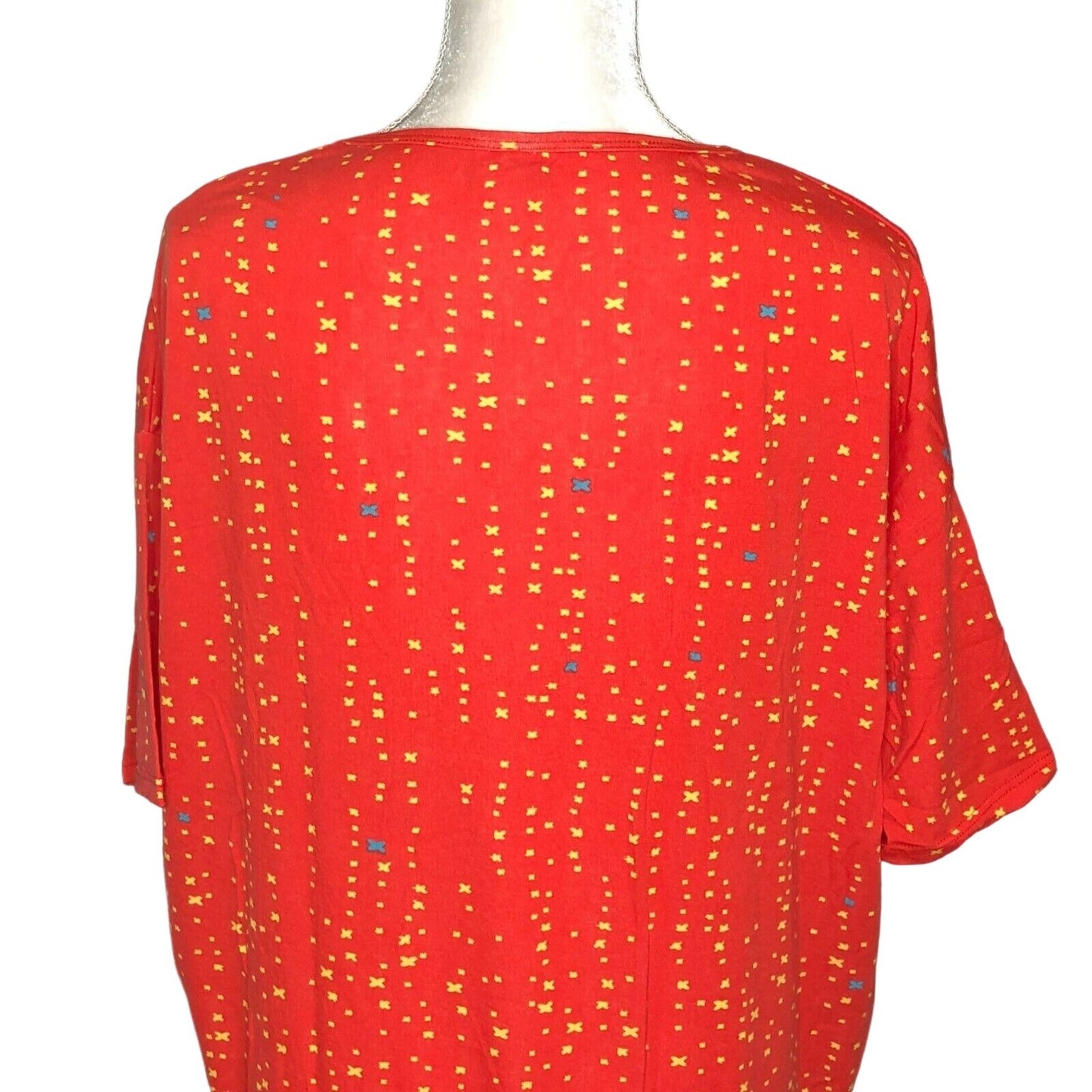 LuLaRoe RETIRED Irma Women's XS Red with Yellow Xs mid-length sleeves NWT