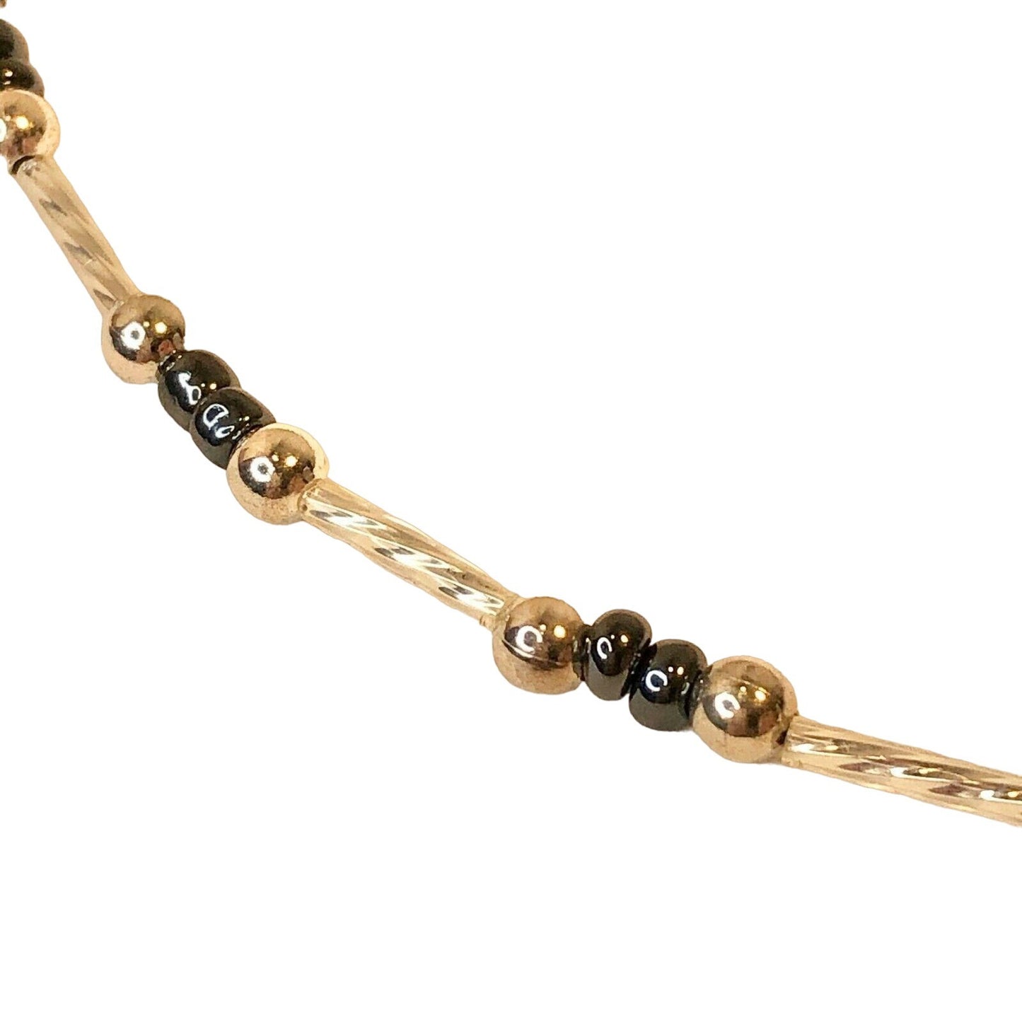 Handcrafted Beaded Necklace Alternating Silver & Pewter Bead Elegant Jewelry NEW
