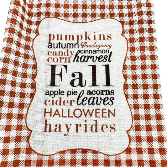 Fall Themed Towel Napkin Set Towel 20 x 7 in Plaid 4 Damask Napkins 17 in NWT