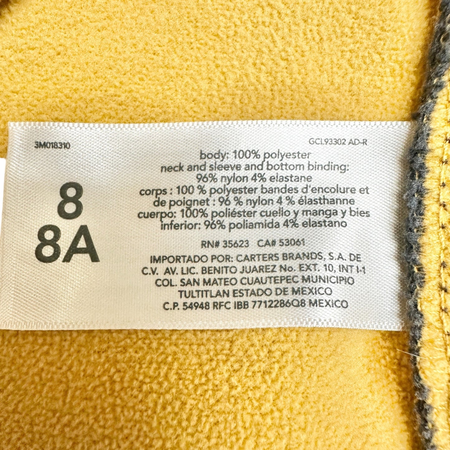 Carters Kid Sherpa Pullover Size 8/8A Gray Yellow Quarter-Zip LS Kangaroo Pocket
